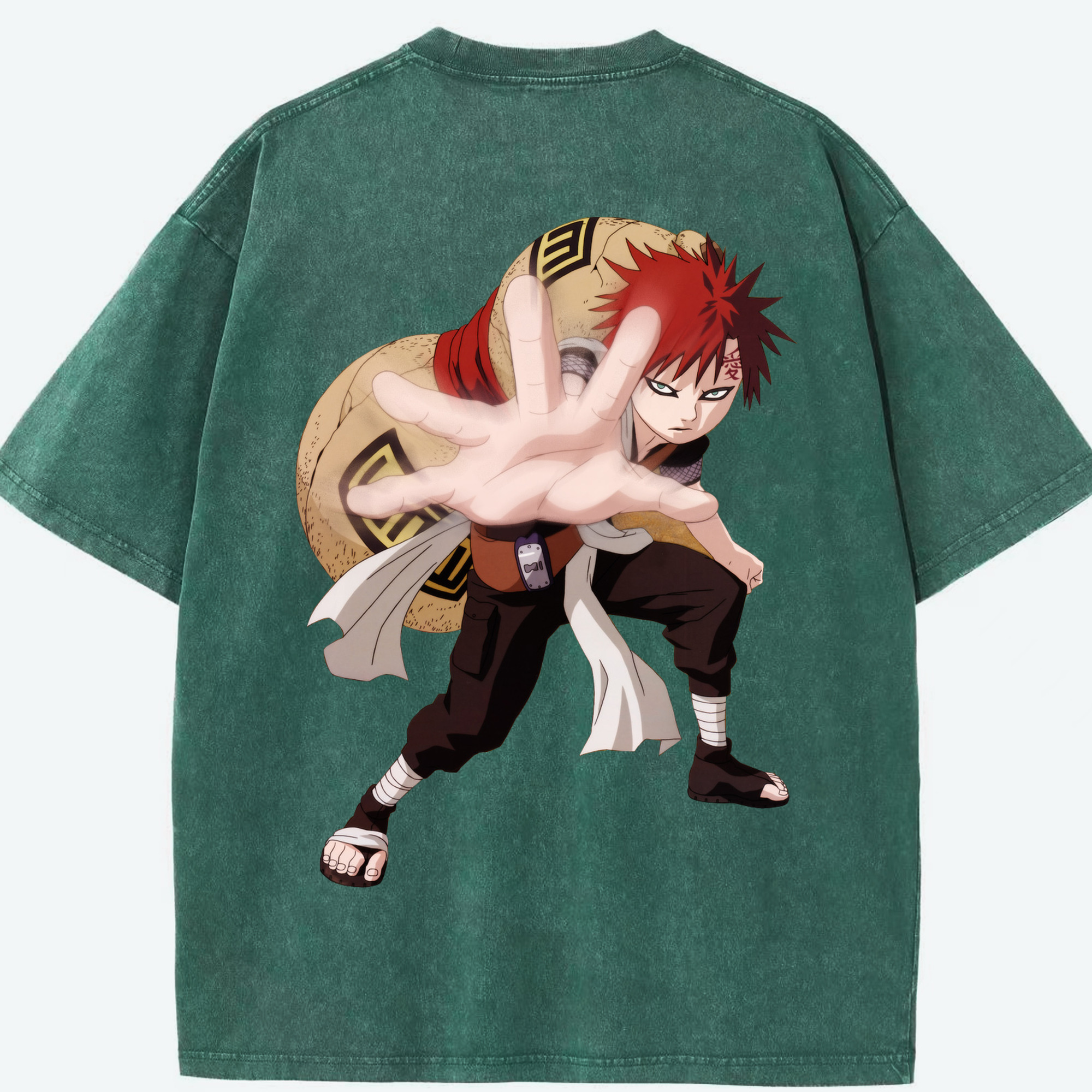 （画像用） NARUTO -ナルト- ガアラ Gaara 綿100% ヴィンテージ風 半袖Tシャツ（背面プリント）